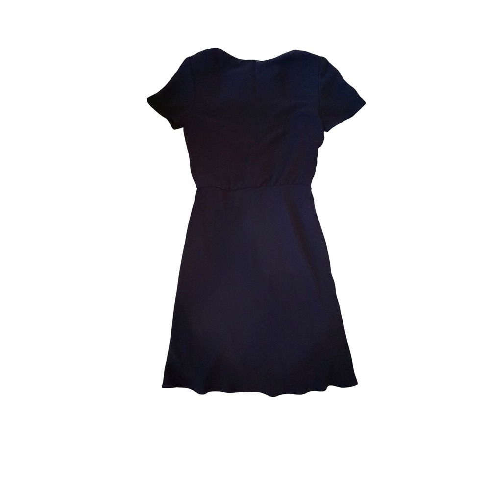 Talbots Navy Blue Short Sleeve Fit and Flare Dress White Contrast Collar Size 4 - Picture 2 of 3